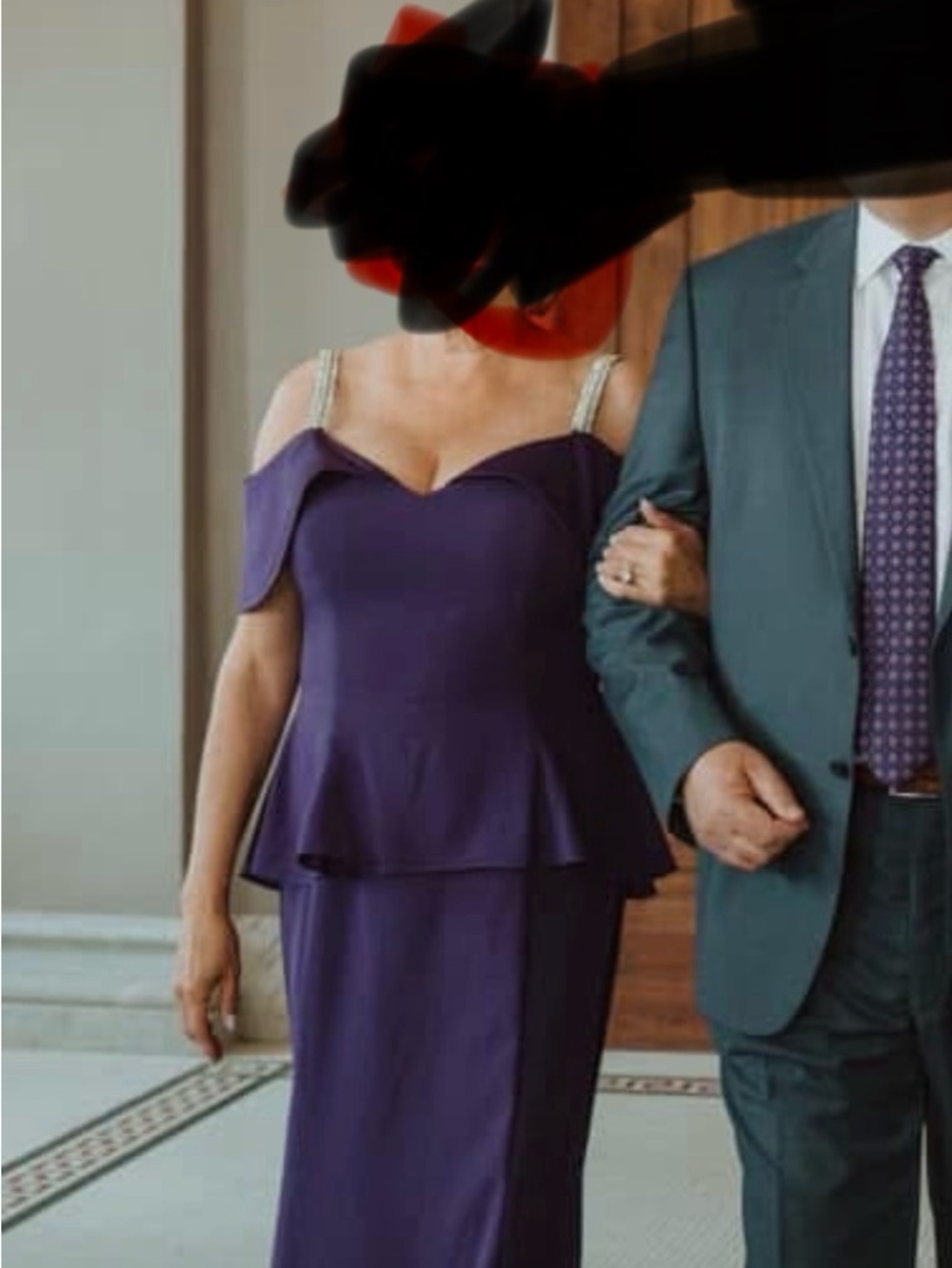 Women’s Purple Peplum Wedding Dress - Picture 2 of 2